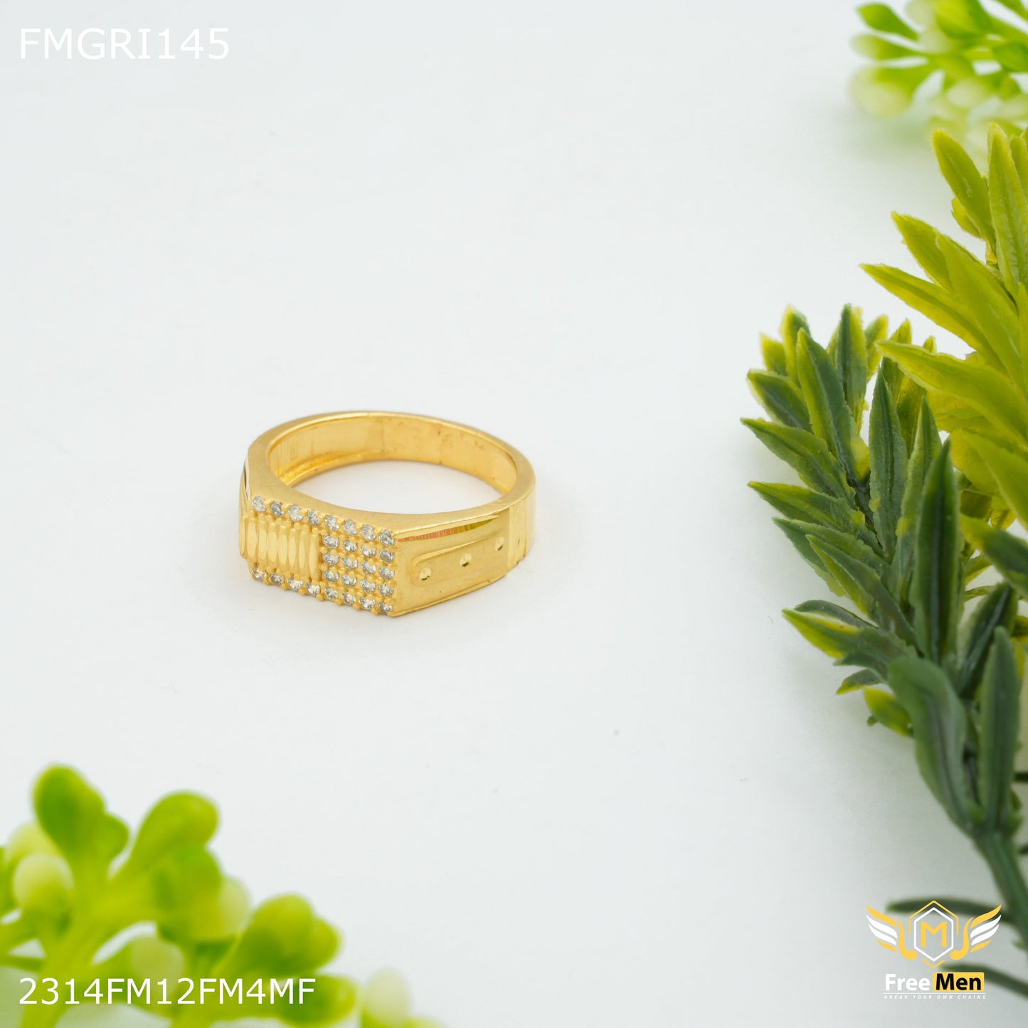 1gm AD Square Box Gold plated ring for men - FMGRI145