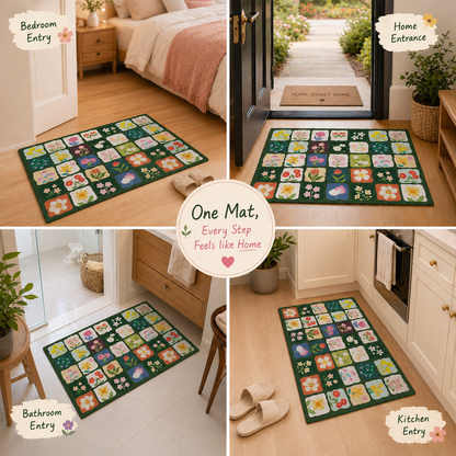 Aesthetic Flower Design Door Mat