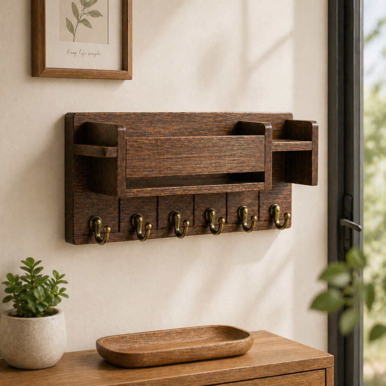Classic Wooden Wall Key Holder