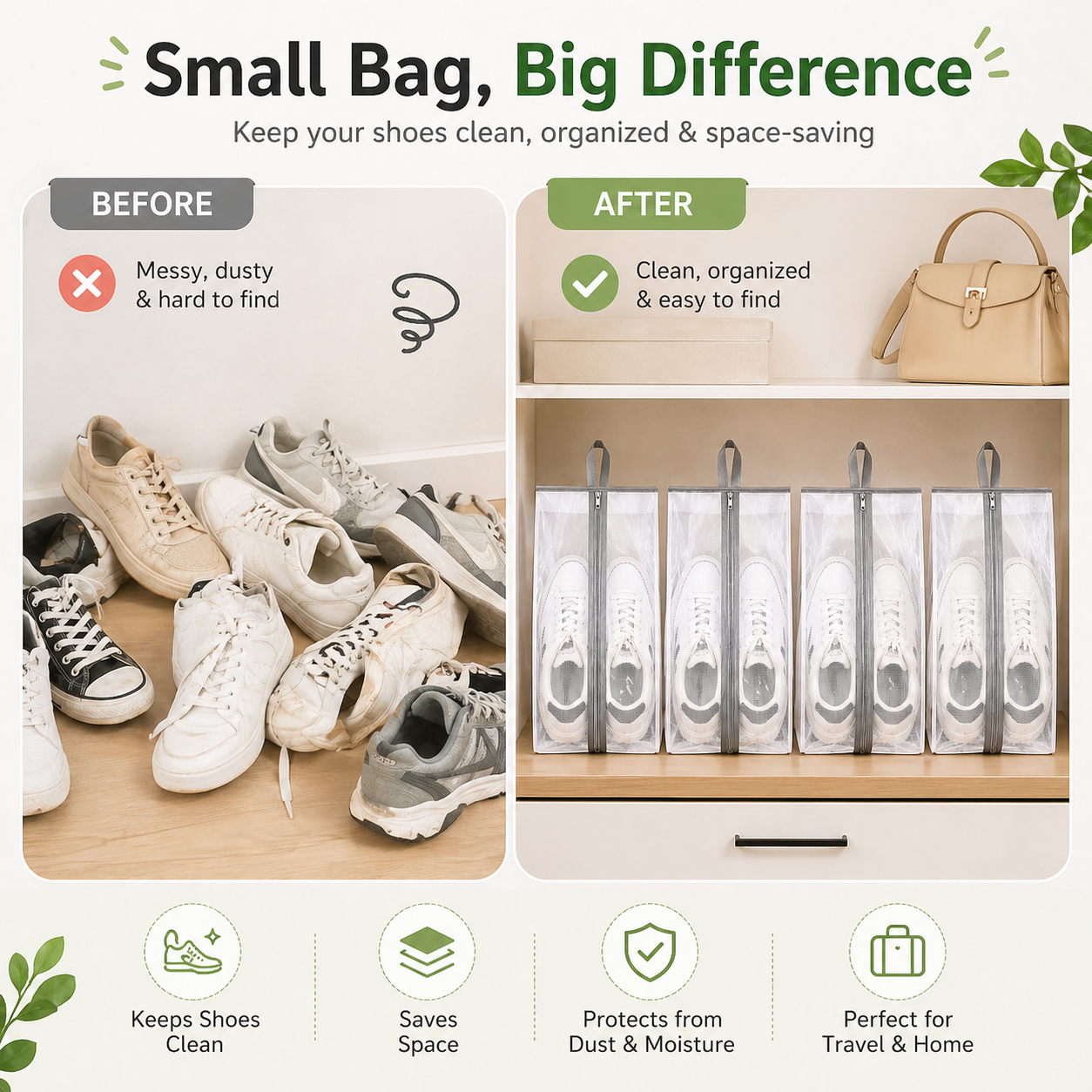 Waterproof Visible Shoe Organizer Bag