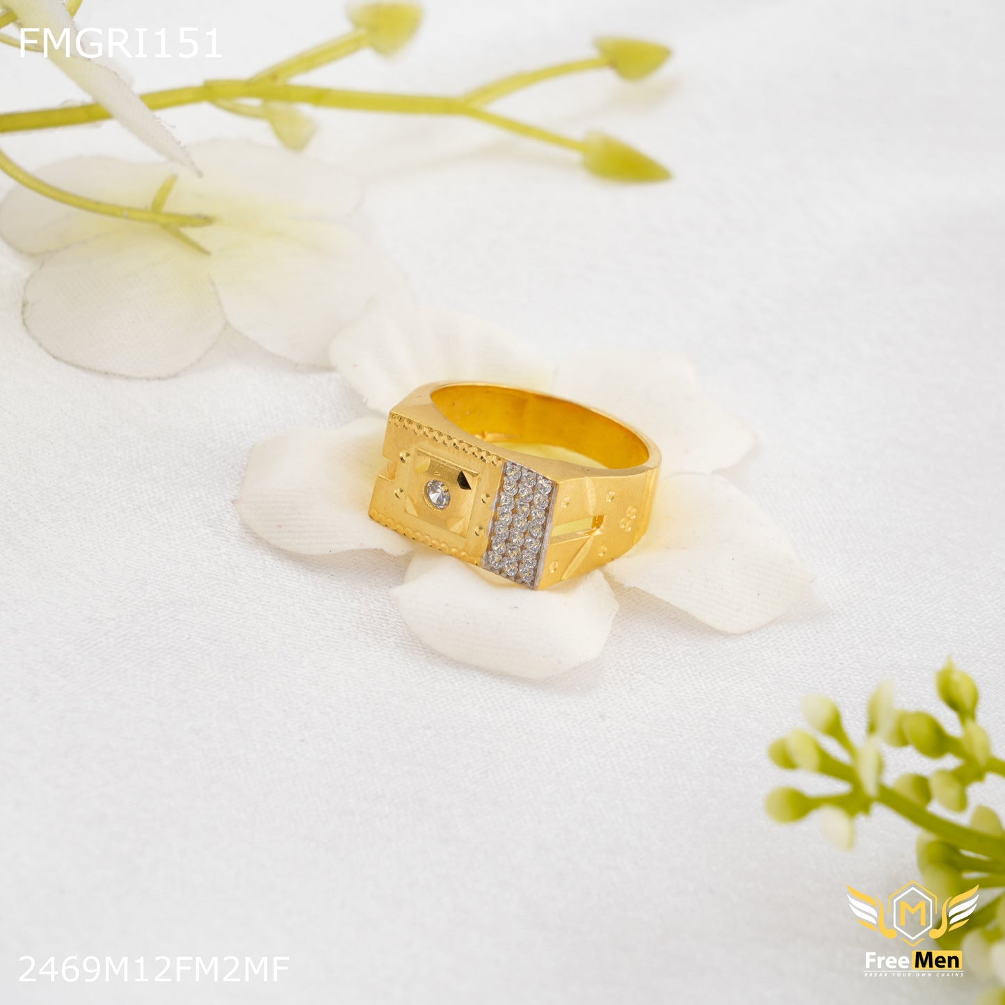 1gm AD Dot Gold plated ring for men - FMGRI151