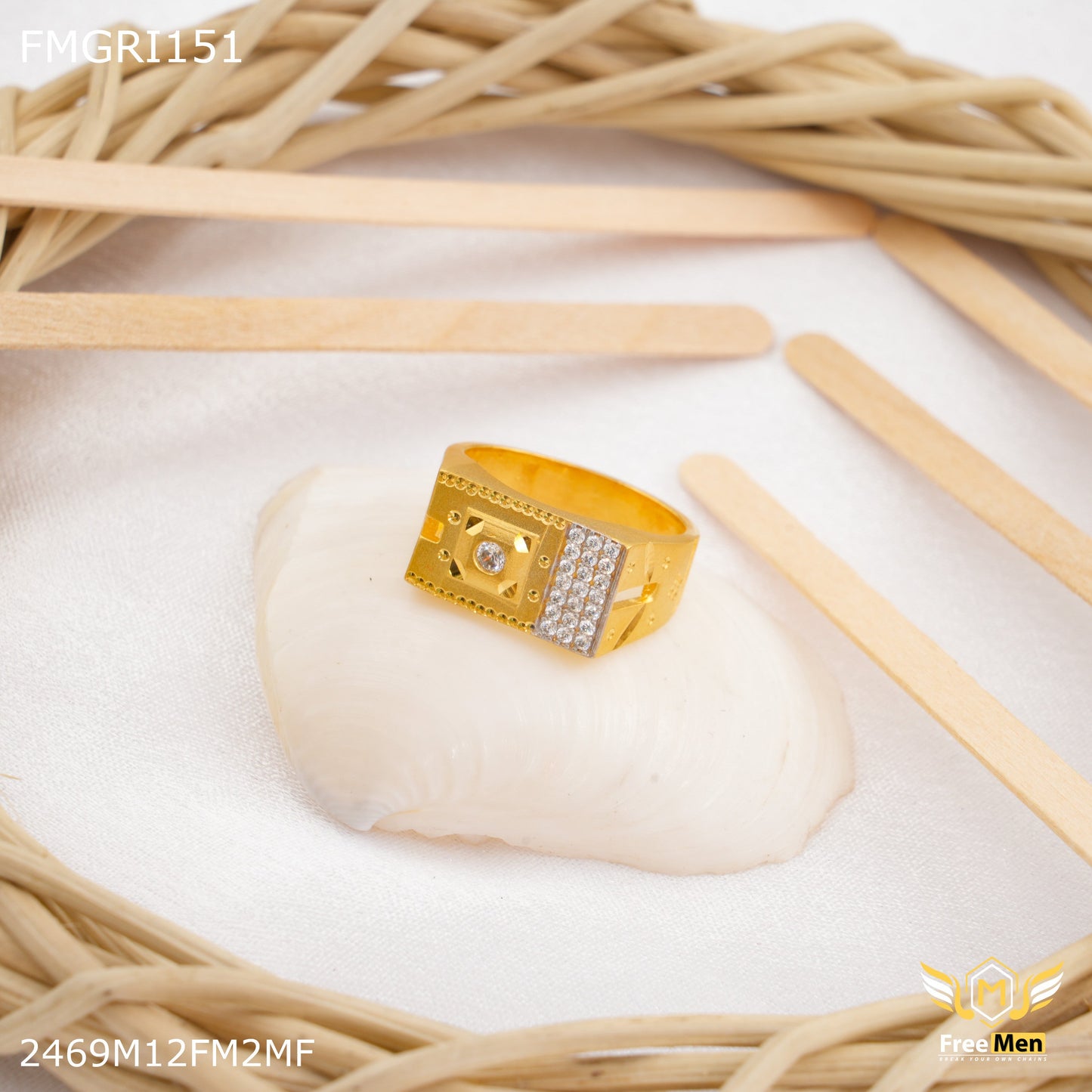1gm AD Dot Gold plated ring for men - FMGRI151