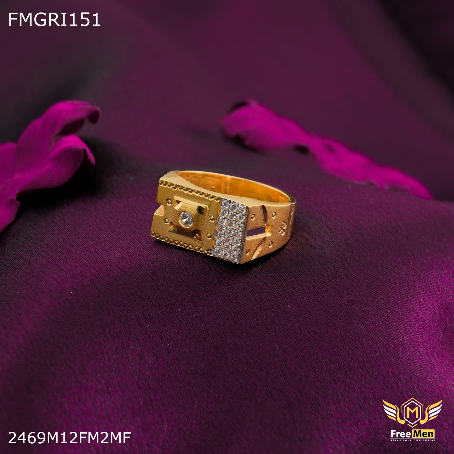 1gm AD Dot Gold plated ring for men - FMGRI151