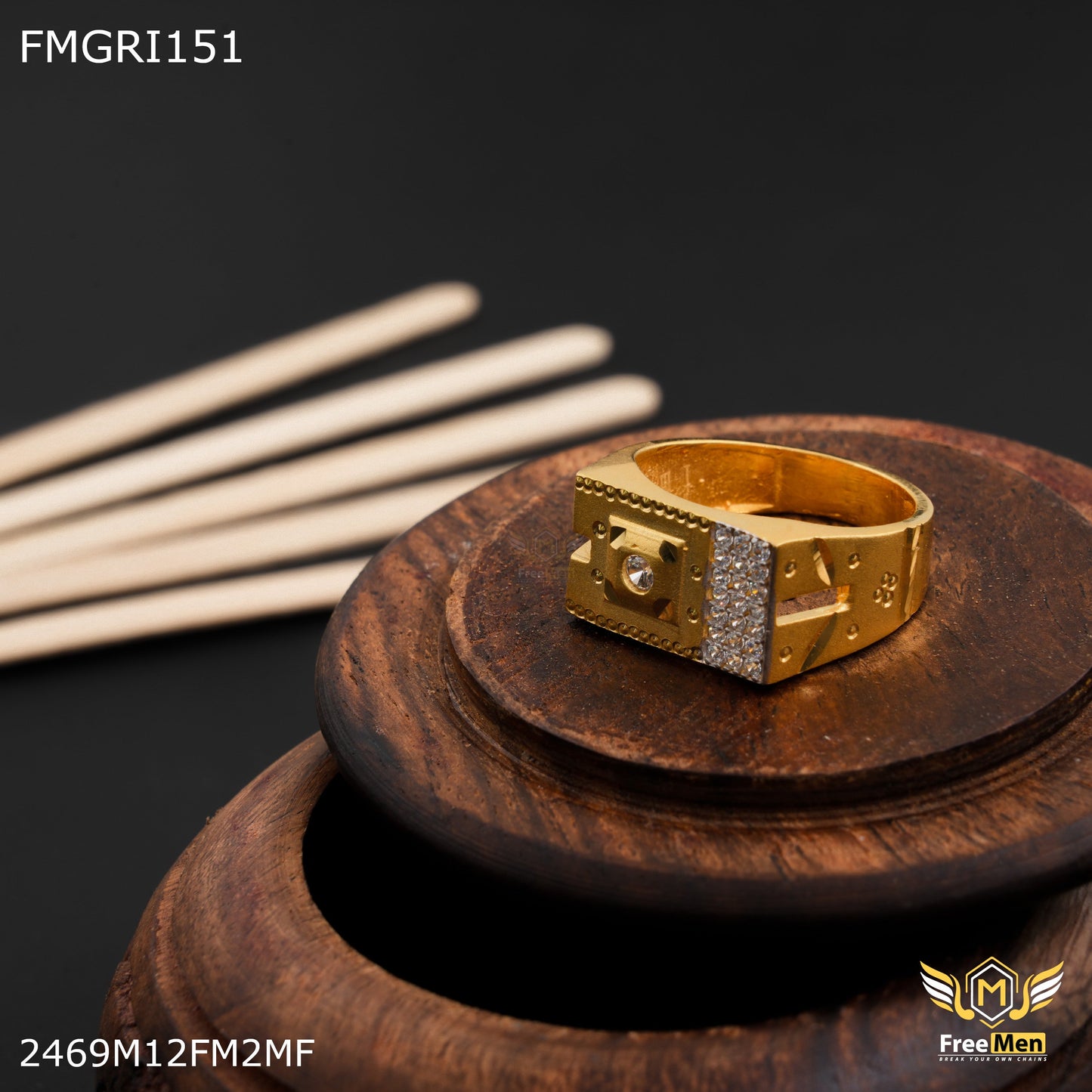 1gm AD Dot Gold plated ring for men - FMGRI151