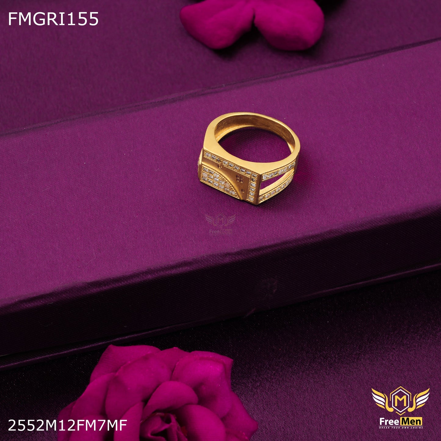 1gm L cut with AD Gold plated ring for men - FMGRI155