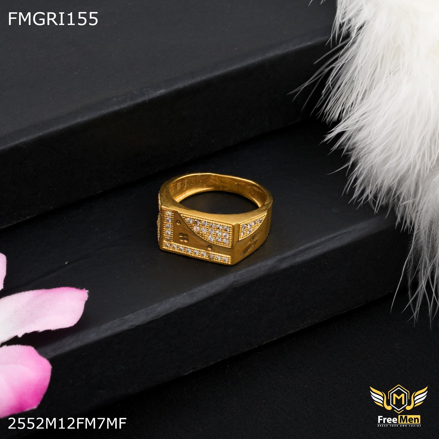 1gm L cut with AD Gold plated ring for men - FMGRI155