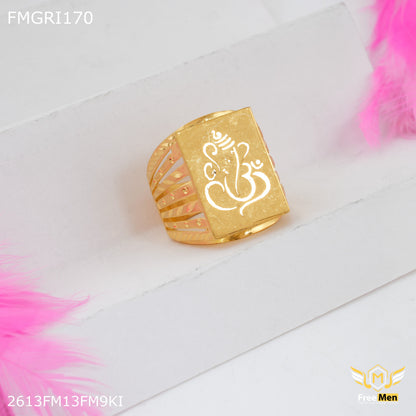 1GM Designer Ganpati ji Gold plated ring for men - FMGRI170