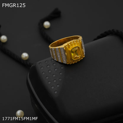 1gm Yellow stone ad gold plated ring for men - FMGRI125