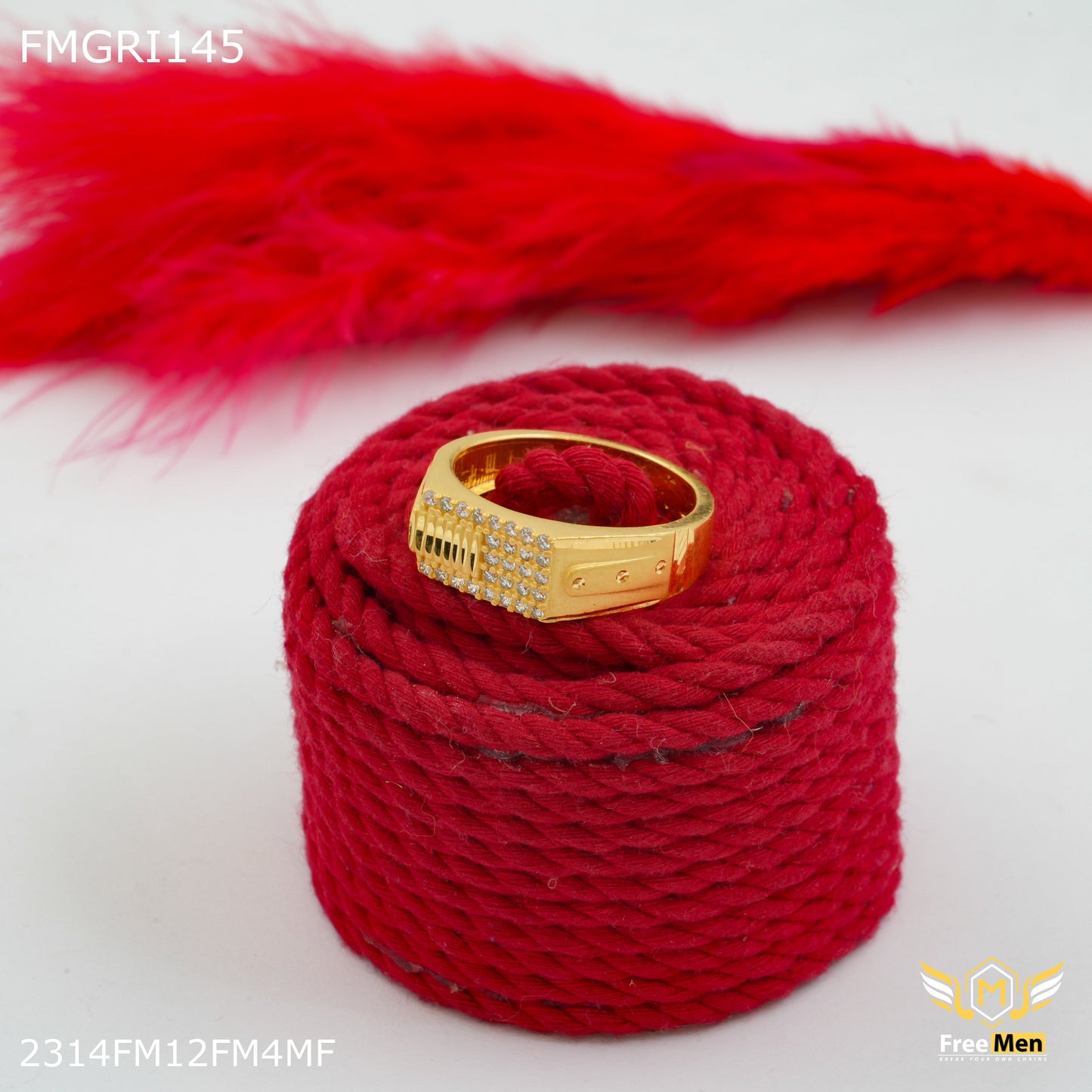 1gm AD Square Box Gold plated ring for men - FMGRI145