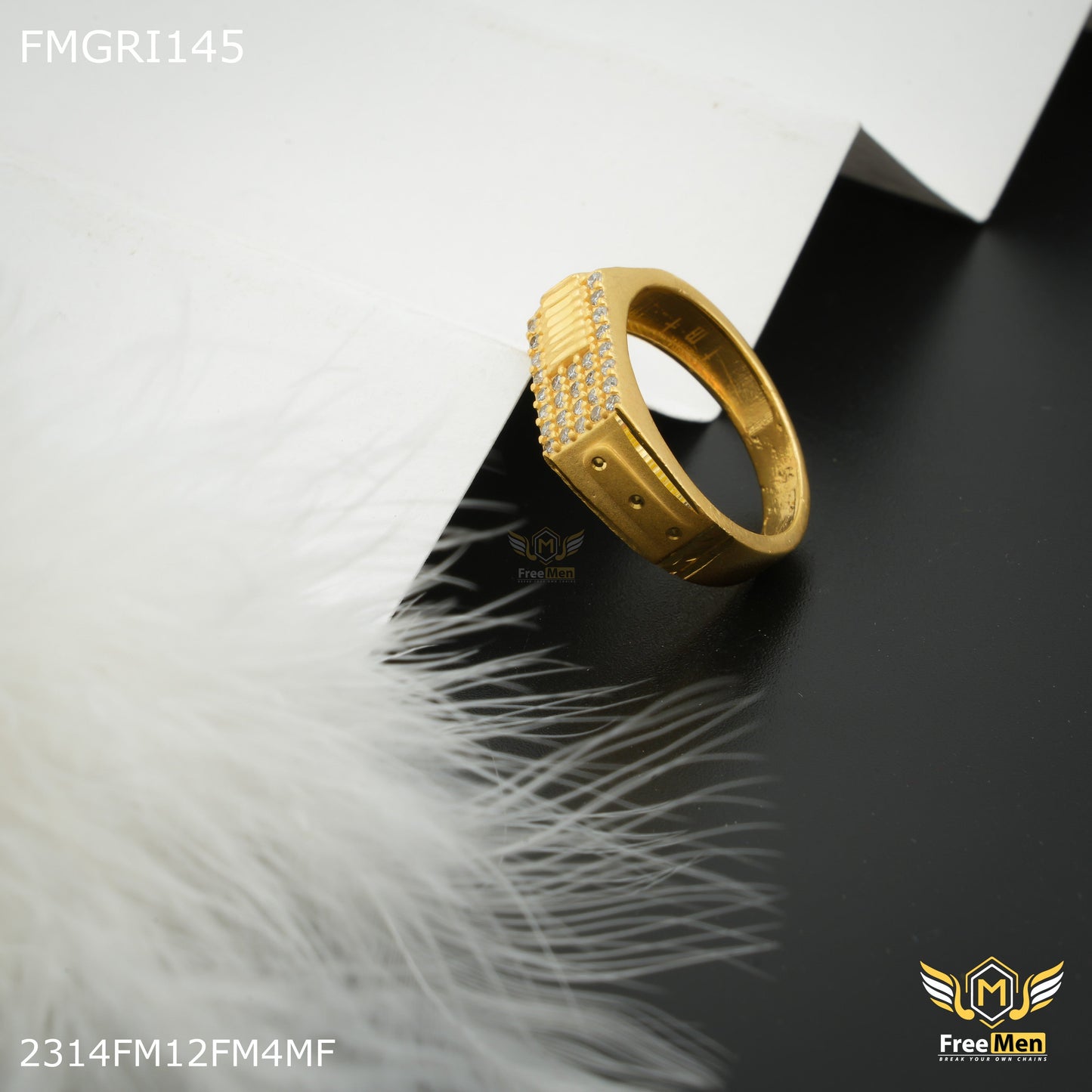 1gm AD Square Box Gold plated ring for men - FMGRI145