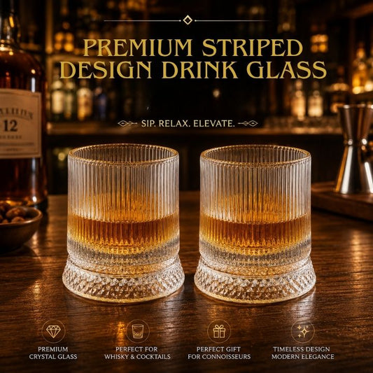 Premium Striped Design Drink Glass