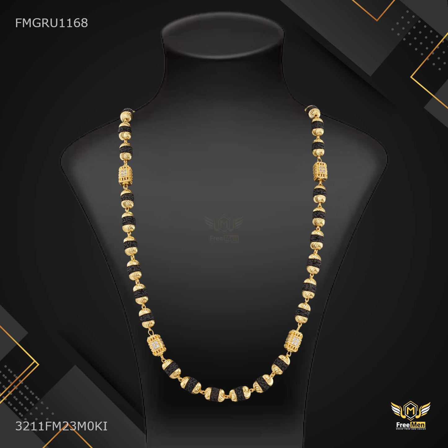 AD box with Golden Cap Rudraksha mala For Men - FMGRU1168