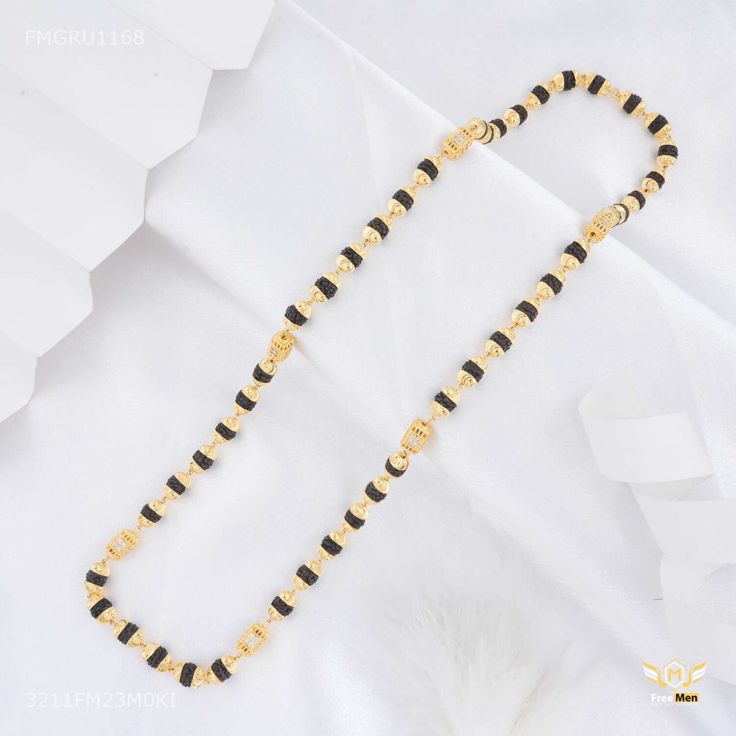 AD box with Golden Cap Rudraksha mala For Men - FMGRU1168