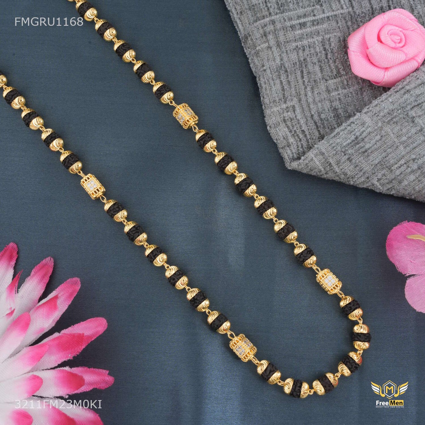AD box with Golden Cap Rudraksha mala For Men - FMGRU1168