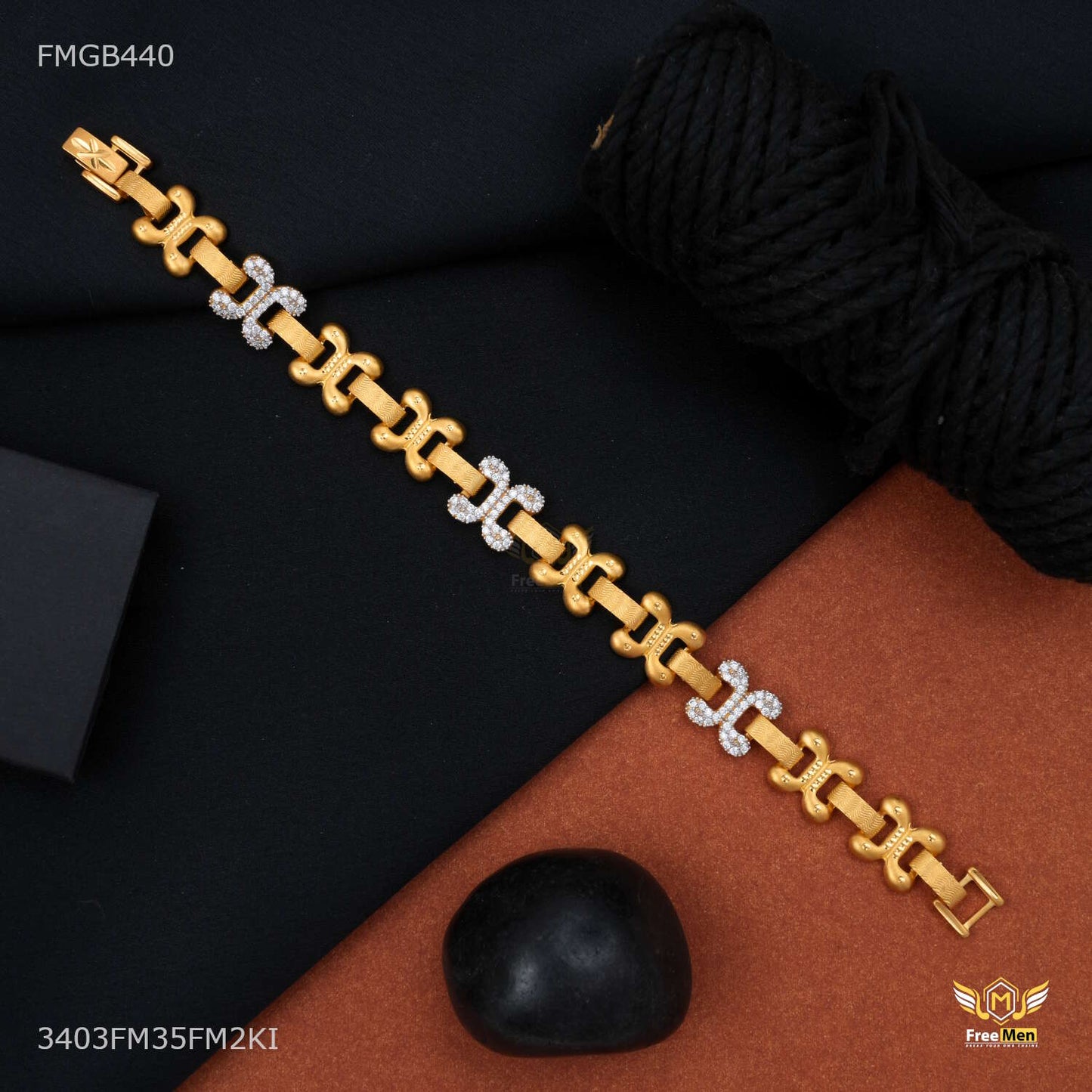 AD Butterfly Gold Plated Bracelet  for Men - FMGB440
