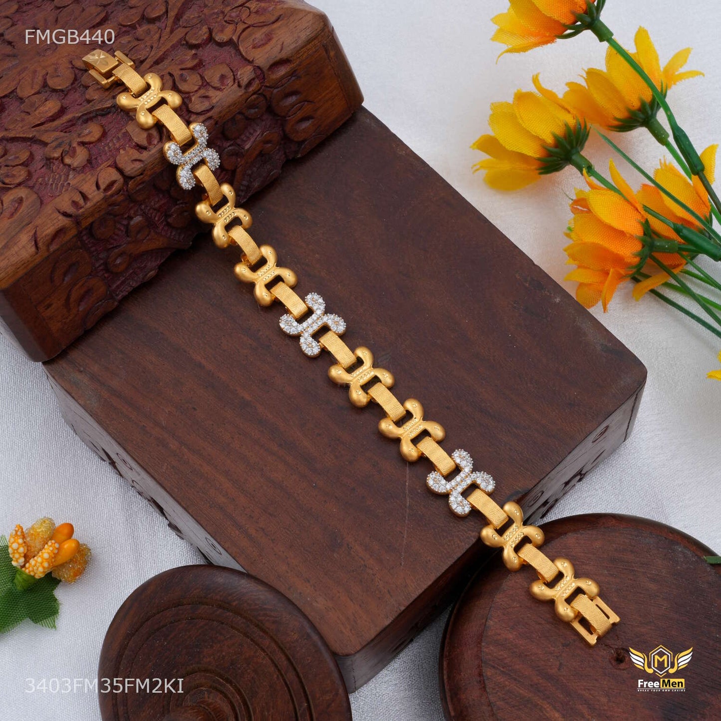 AD Butterfly Gold Plated Bracelet  for Men - FMGB440