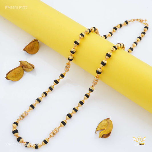 AD Pipe with Golden Ball Rudraksha mala - FMMRU907