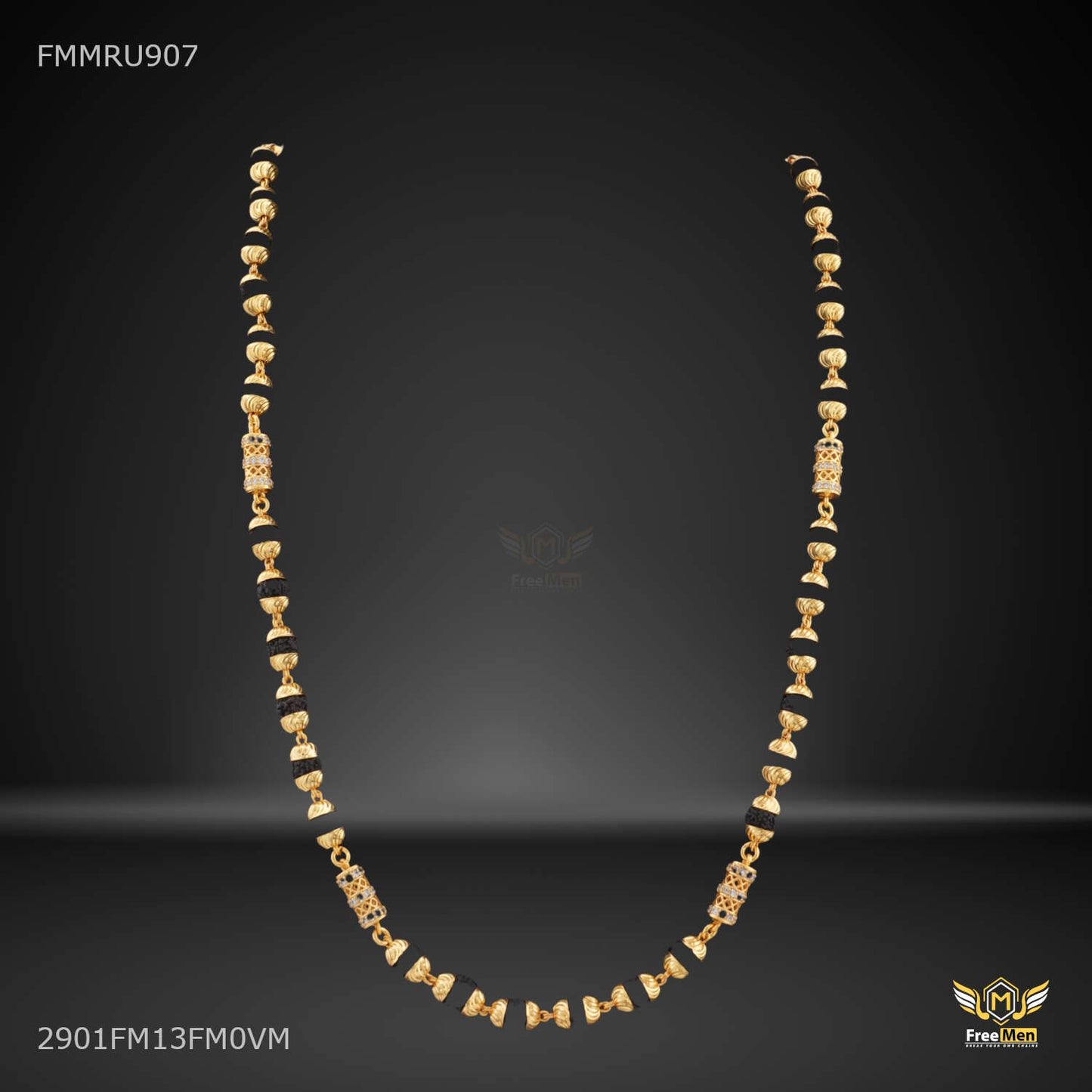 AD Pipe with Golden Ball Rudraksha mala - FMMRU907