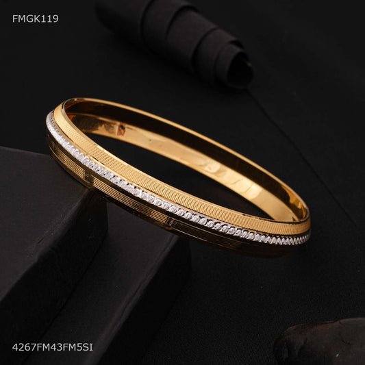 AD with Lining gold plated kada for Men FMGK119