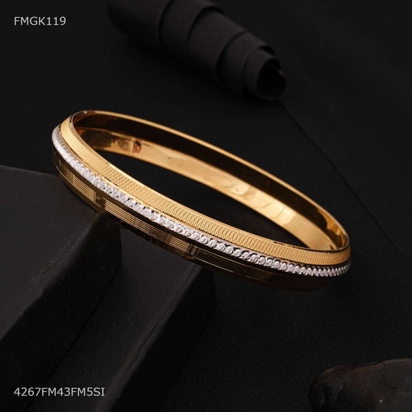 AD with Lining gold plated kada for Men FMGK119