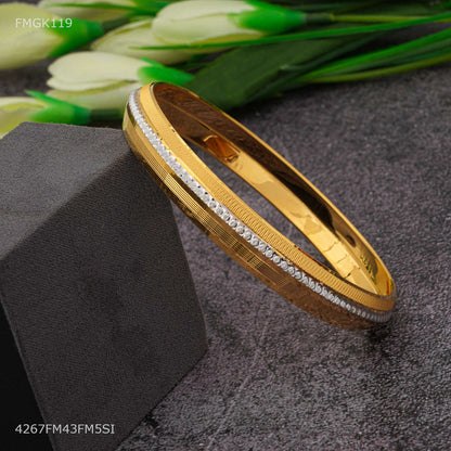 AD with Lining gold plated kada for Men FMGK119