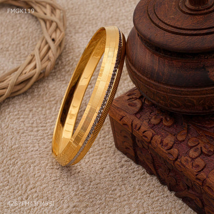 AD with Lining gold plated kada for Men FMGK119