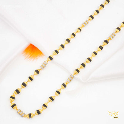 AD with Net Pipe Rudraksha mala gold ball - FMGRU886