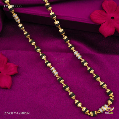AD with Net Pipe Rudraksha mala gold ball - FMGRU886