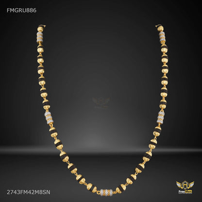 AD with Net Pipe Rudraksha mala gold ball - FMGRU886