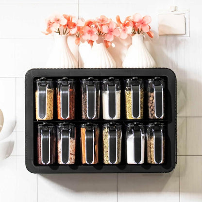 Wall Mounted Spice Rack with Jars