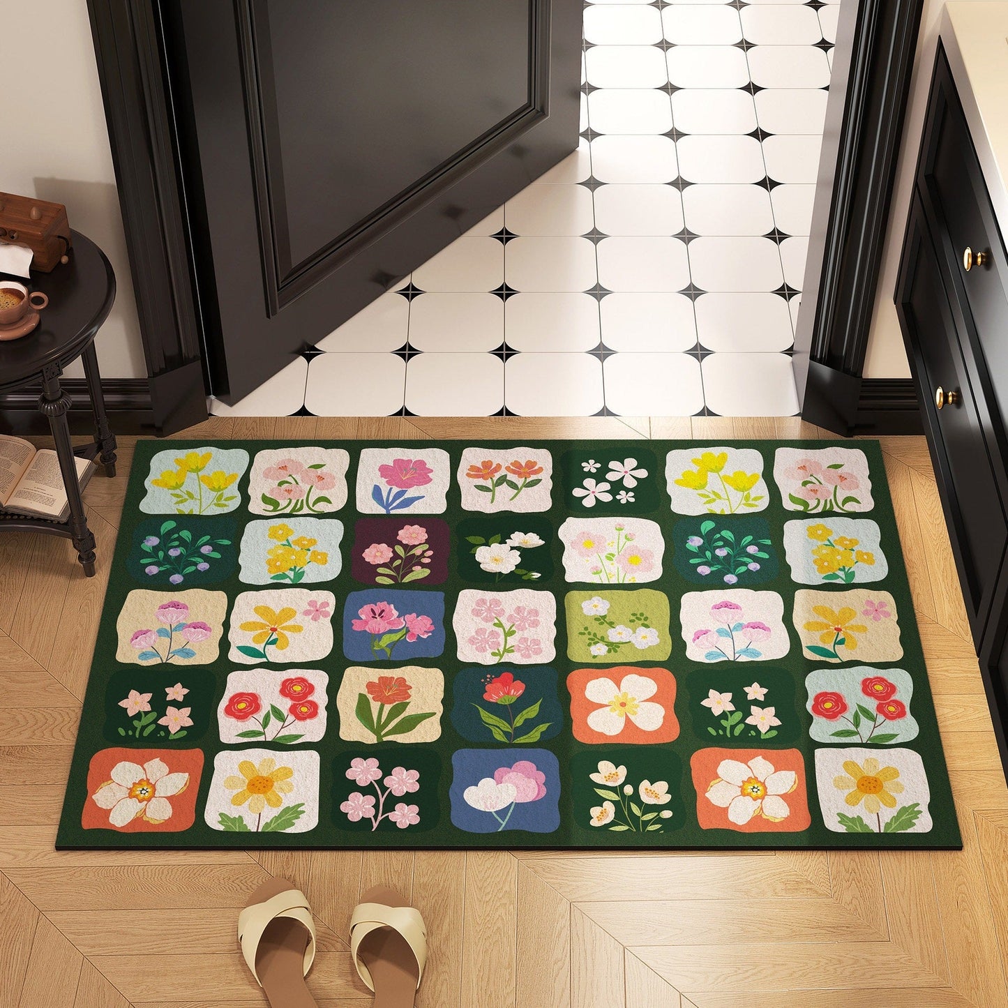 Aesthetic Flower Design Door Mat